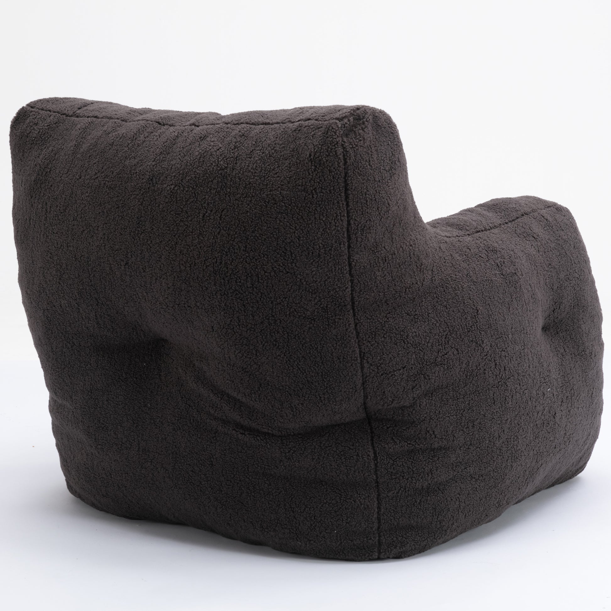 010 Soft Teddy Fabric Tufted Foam Bean Bag Chair With Teddy Fabric Dark Gray Dark Gray Primary Living Space Soft Modern Memory Foam Teddy