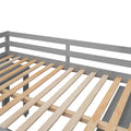 Low Study Full Loft Bed With Cabinet ,Shelves And Rolling Portable Desk ,Multiple Functions Bed Gray Gray Solid Wood
