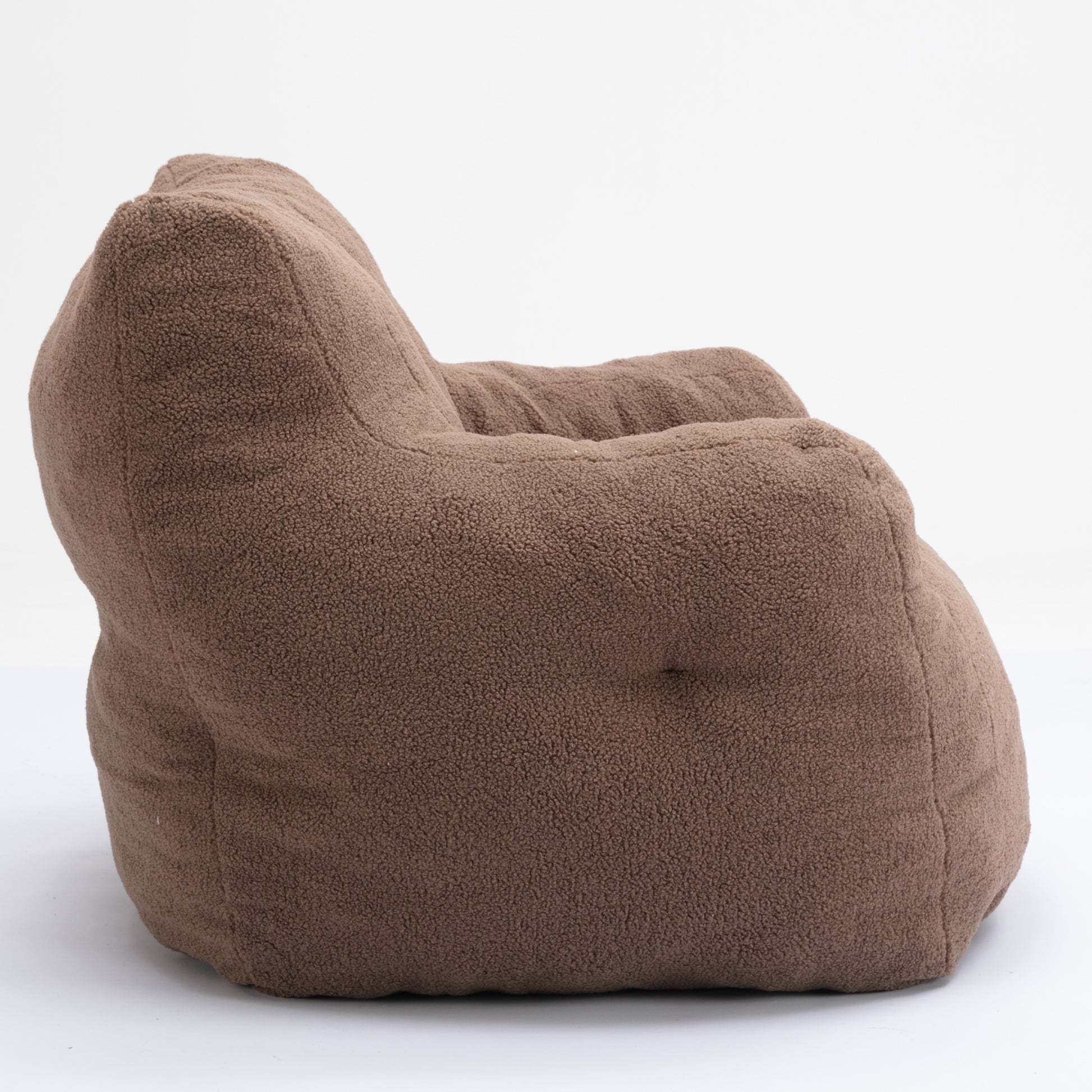 010 Soft Teddy Fabric Tufted Foam Bean Bag Chair With Teddy Fabric Coffee Coffee Soft Modern Foam Teddy