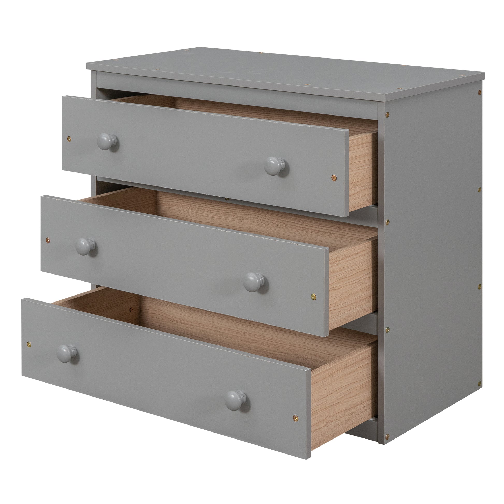 Low Study Full Loft Bed With Cabinet ,Shelves And Rolling Portable Desk ,Multiple Functions Bed Gray Gray Solid Wood