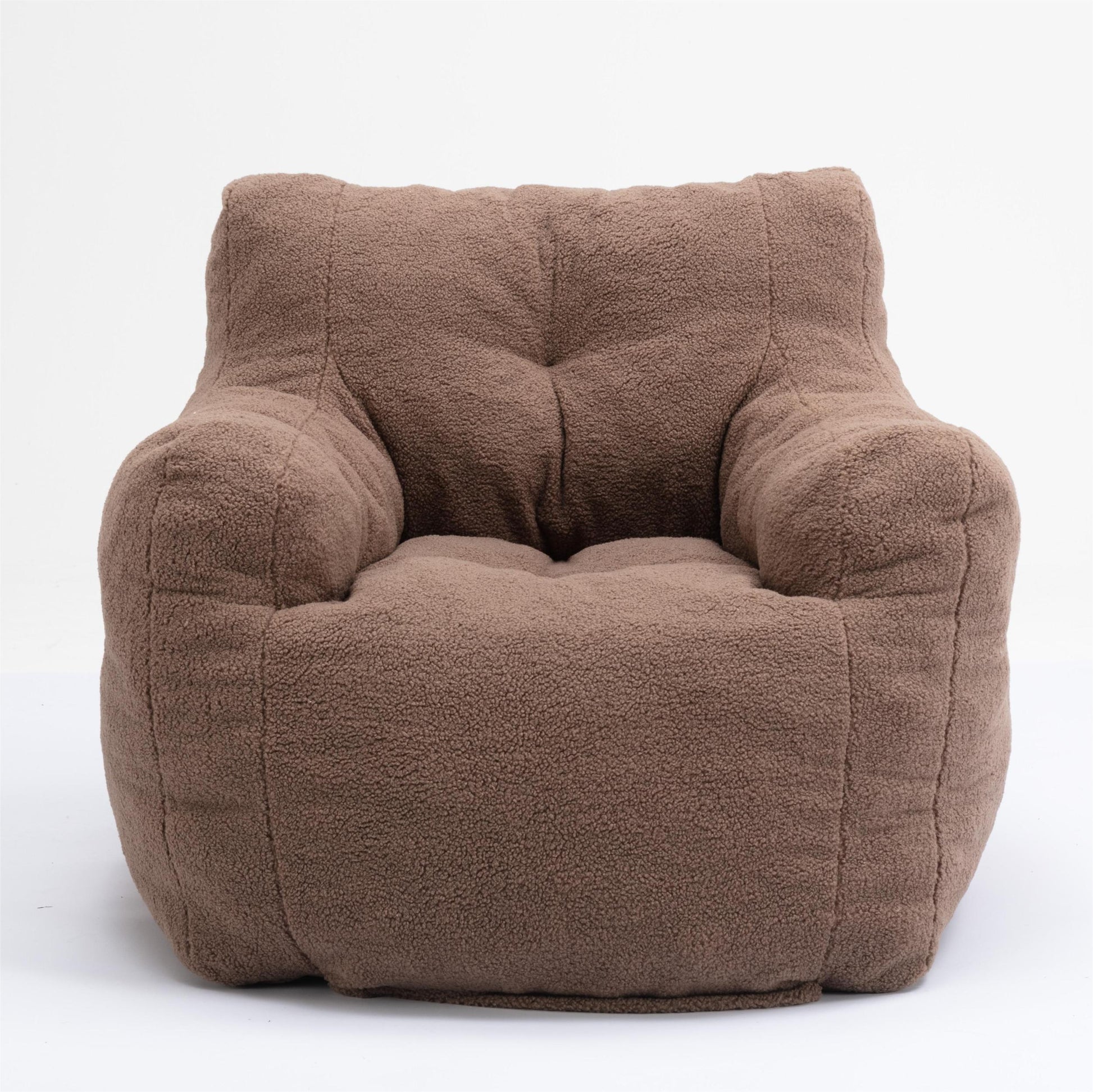 010 Soft Teddy Fabric Tufted Foam Bean Bag Chair With Teddy Fabric Coffee Coffee Soft Modern Foam Teddy