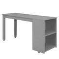 Low Study Full Loft Bed With Cabinet ,Shelves And Rolling Portable Desk ,Multiple Functions Bed Gray Gray Solid Wood