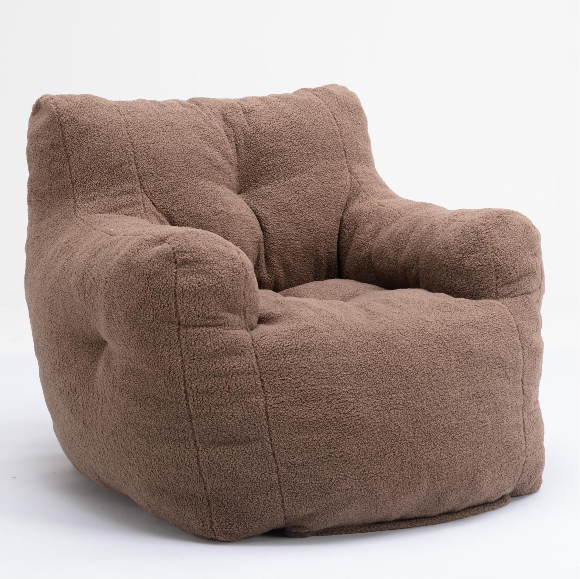 010 Soft Teddy Fabric Tufted Foam Bean Bag Chair With Teddy Fabric Coffee Coffee Soft Modern Foam Teddy