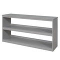 Low Study Full Loft Bed With Cabinet ,Shelves And Rolling Portable Desk ,Multiple Functions Bed Gray Gray Solid Wood