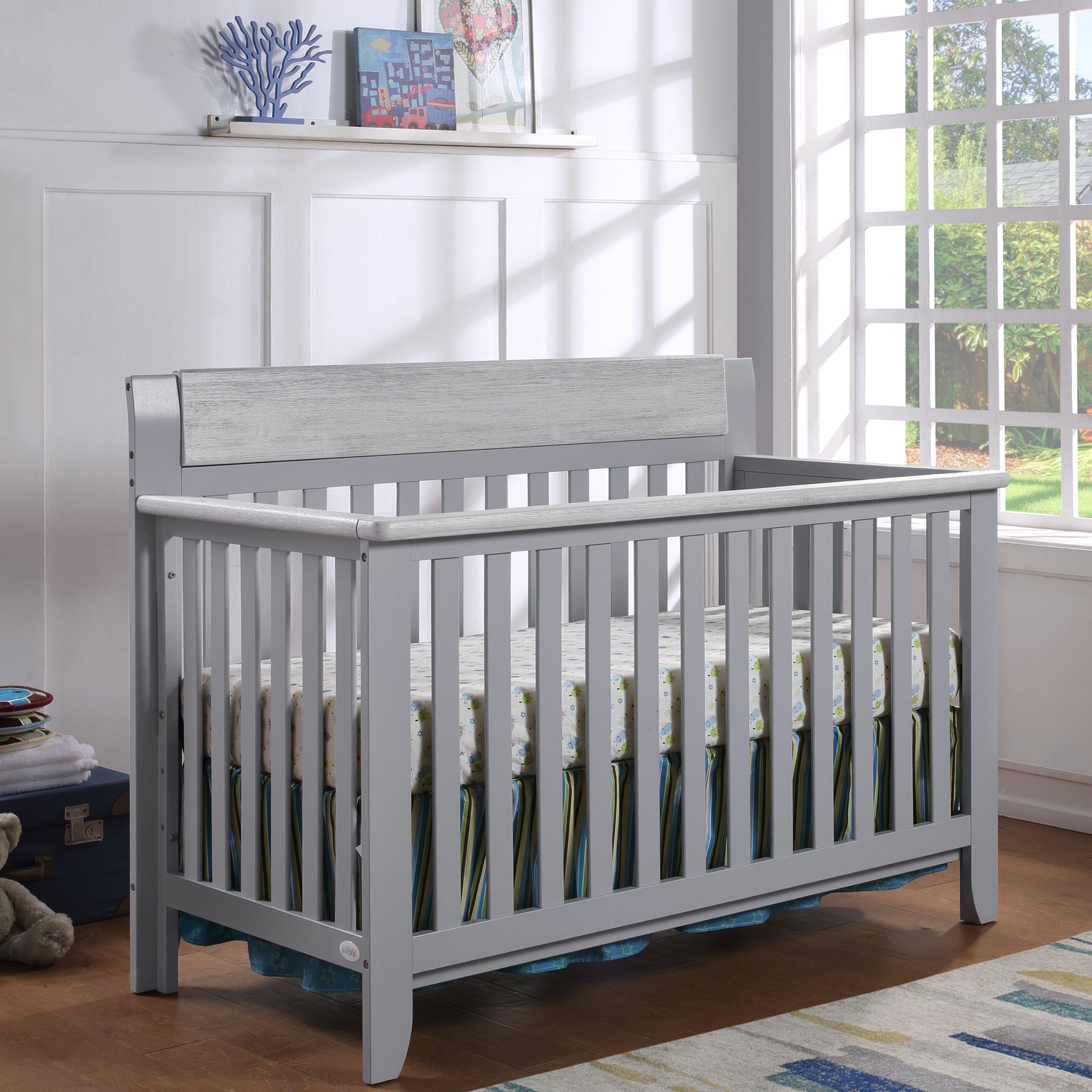 Hayes 4 In 1 Convertible Crib Gray Weathered Granite Gray Solid Wood
