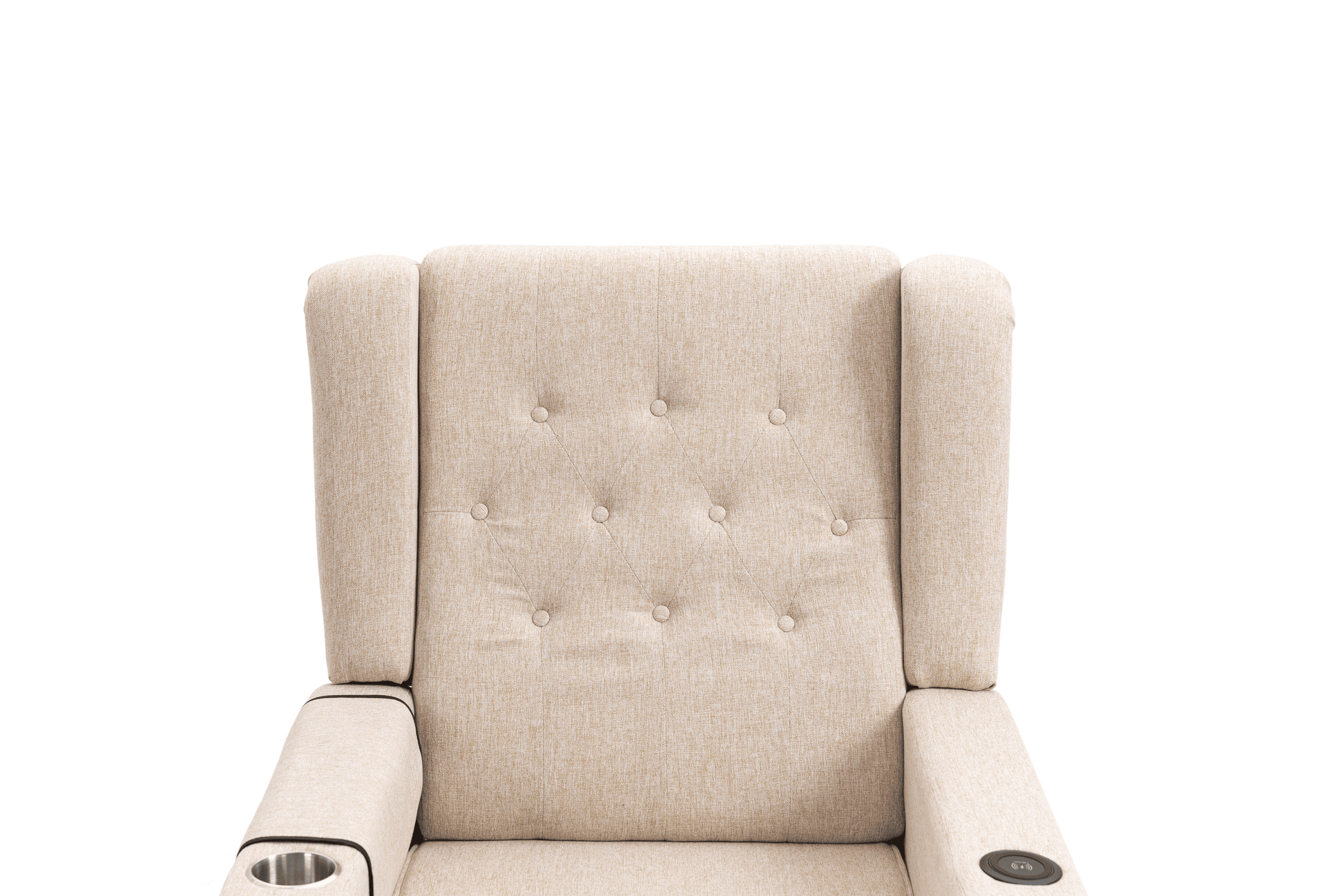 Arm Pushing Recliner Chair, Modern Button Tufted Wingback Push Back Recliner Chair, Living Room Chair Fabric Pushback Manual Single Reclining Sofa Home Theater Seating For Bedroom,Khaki Yelkow Khaki Yellow Foam Linen