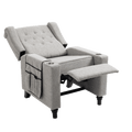 Arm Pushing Recliner Chair, Modern Button Tufted Wingback Push Back Recliner Chair, Living Room Chair Fabric Pushback Manual Single Reclining Sofa Home Theater Seating For Bedroom,Light Gray Light Gray Foam Linen