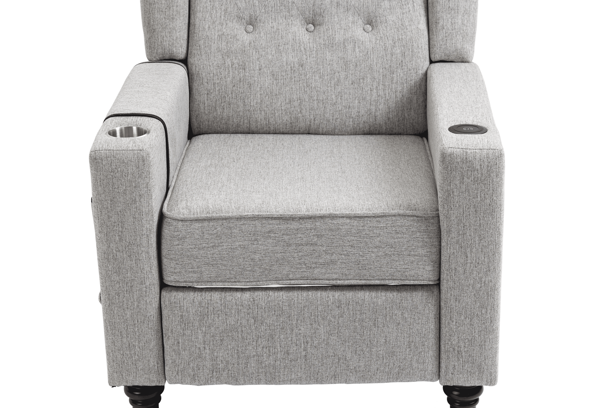 Arm Pushing Recliner Chair, Modern Button Tufted Wingback Push Back Recliner Chair, Living Room Chair Fabric Pushback Manual Single Reclining Sofa Home Theater Seating For Bedroom,Light Gray Light Gray Foam Linen