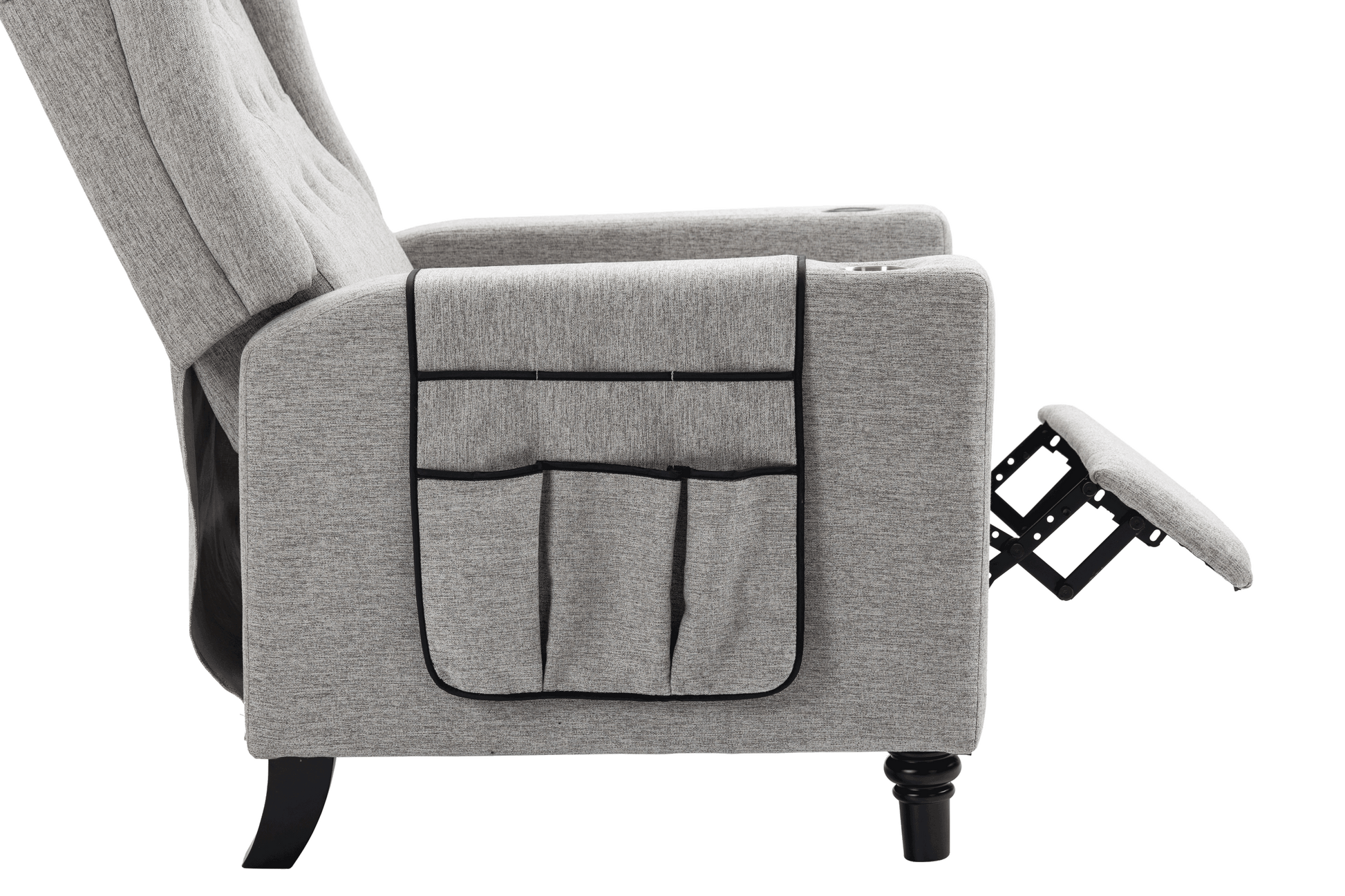 Arm Pushing Recliner Chair, Modern Button Tufted Wingback Push Back Recliner Chair, Living Room Chair Fabric Pushback Manual Single Reclining Sofa Home Theater Seating For Bedroom,Light Gray Light Gray Foam Linen