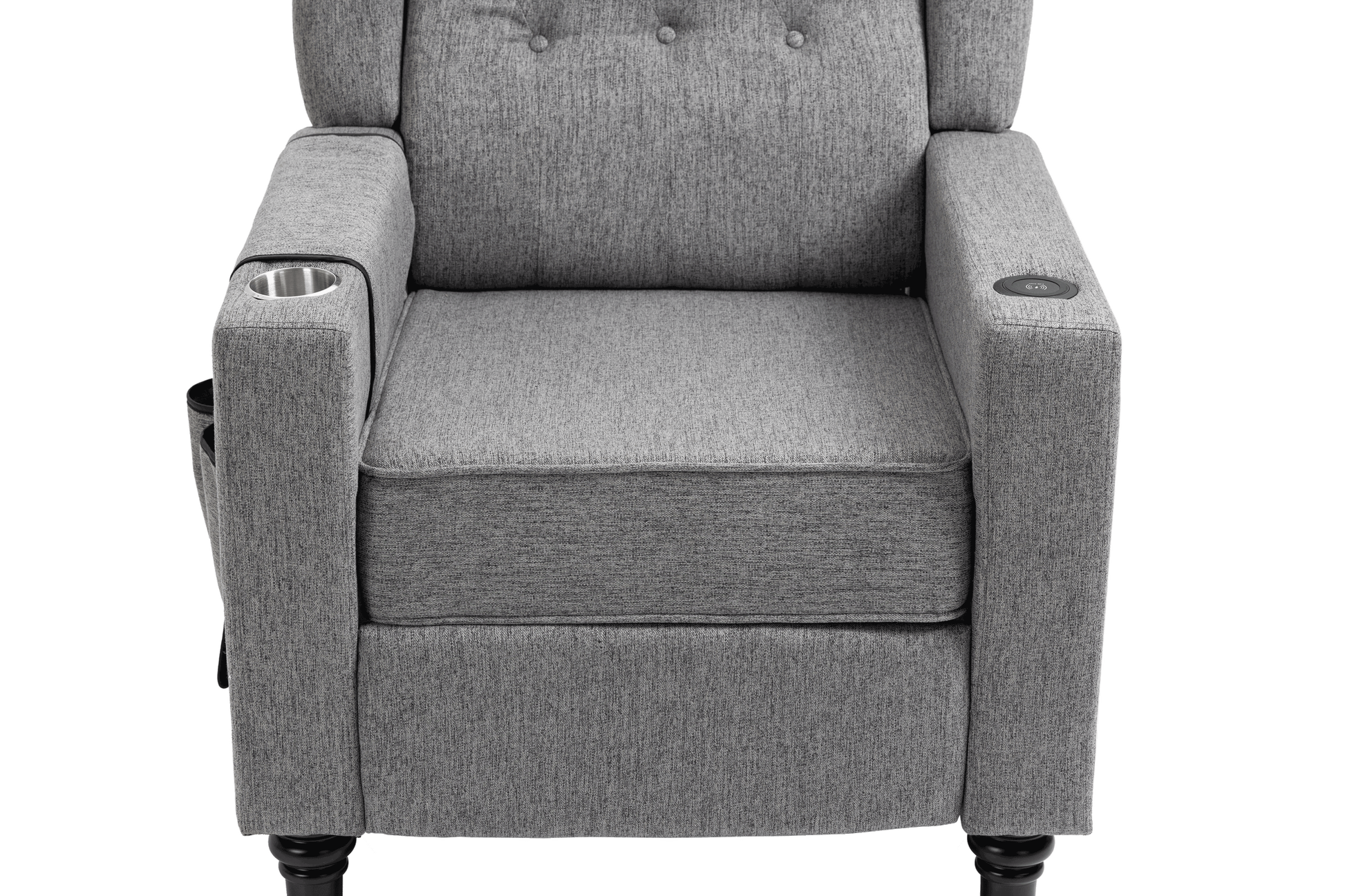 Arm Pushing Recliner Chair, Modern Button Tufted Wingback Push Back Recliner Chair, Living Room Chair Fabric Pushback Manual Single Reclining Sofa Home Theater Seating For Bedroom,Dark Gray Dark Gray Foam Linen