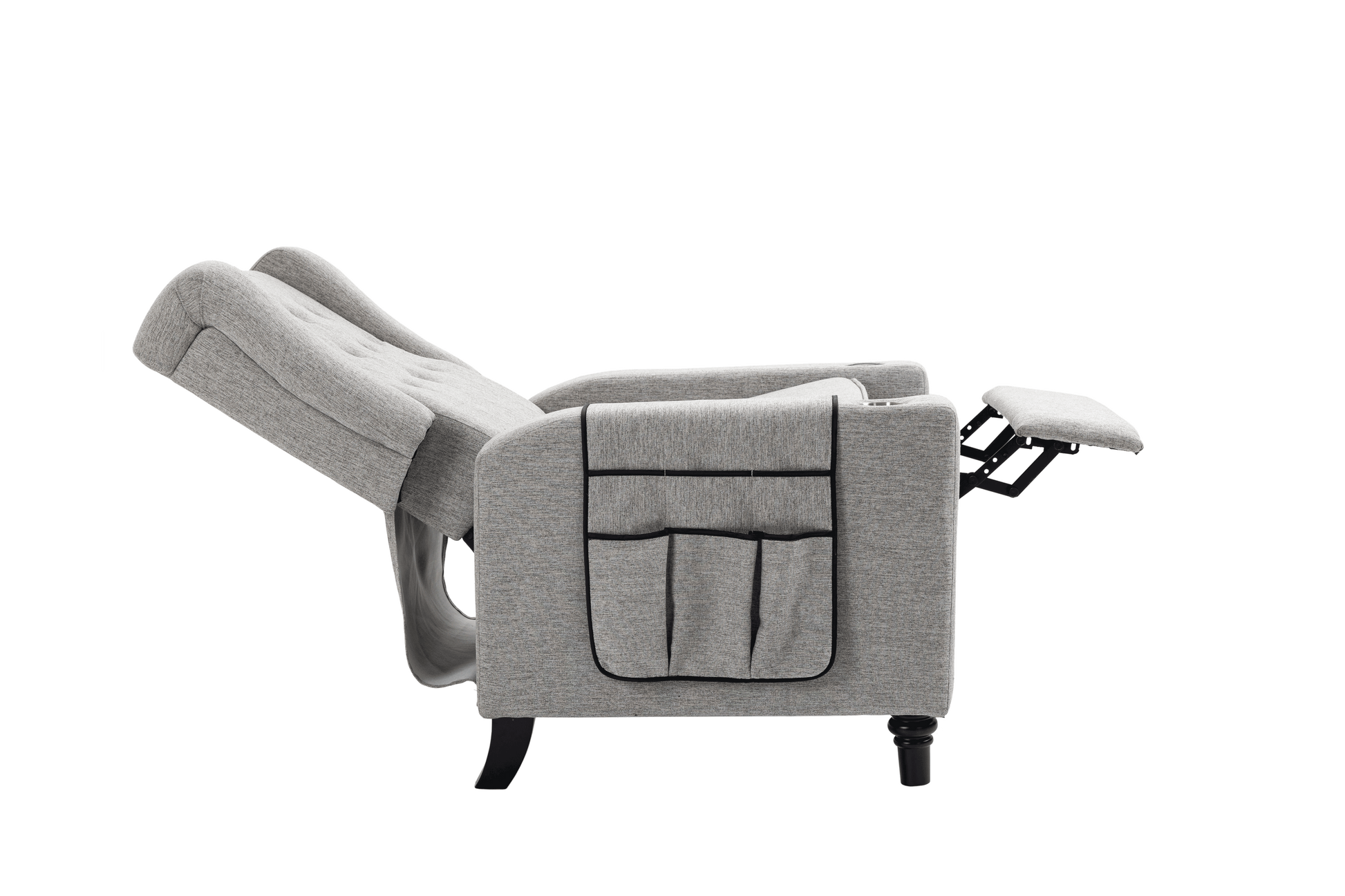 Arm Pushing Recliner Chair, Modern Button Tufted Wingback Push Back Recliner Chair, Living Room Chair Fabric Pushback Manual Single Reclining Sofa Home Theater Seating For Bedroom,Light Gray Light Gray Foam Linen