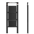 3 Step Ladder, Retractable Handgrip Folding Step Stool With Anti Slip Wide Pedal, Aluminum Stool Ladders 3 Steps, 300Lbs Safety Household Ladder Black Pc Aluminium