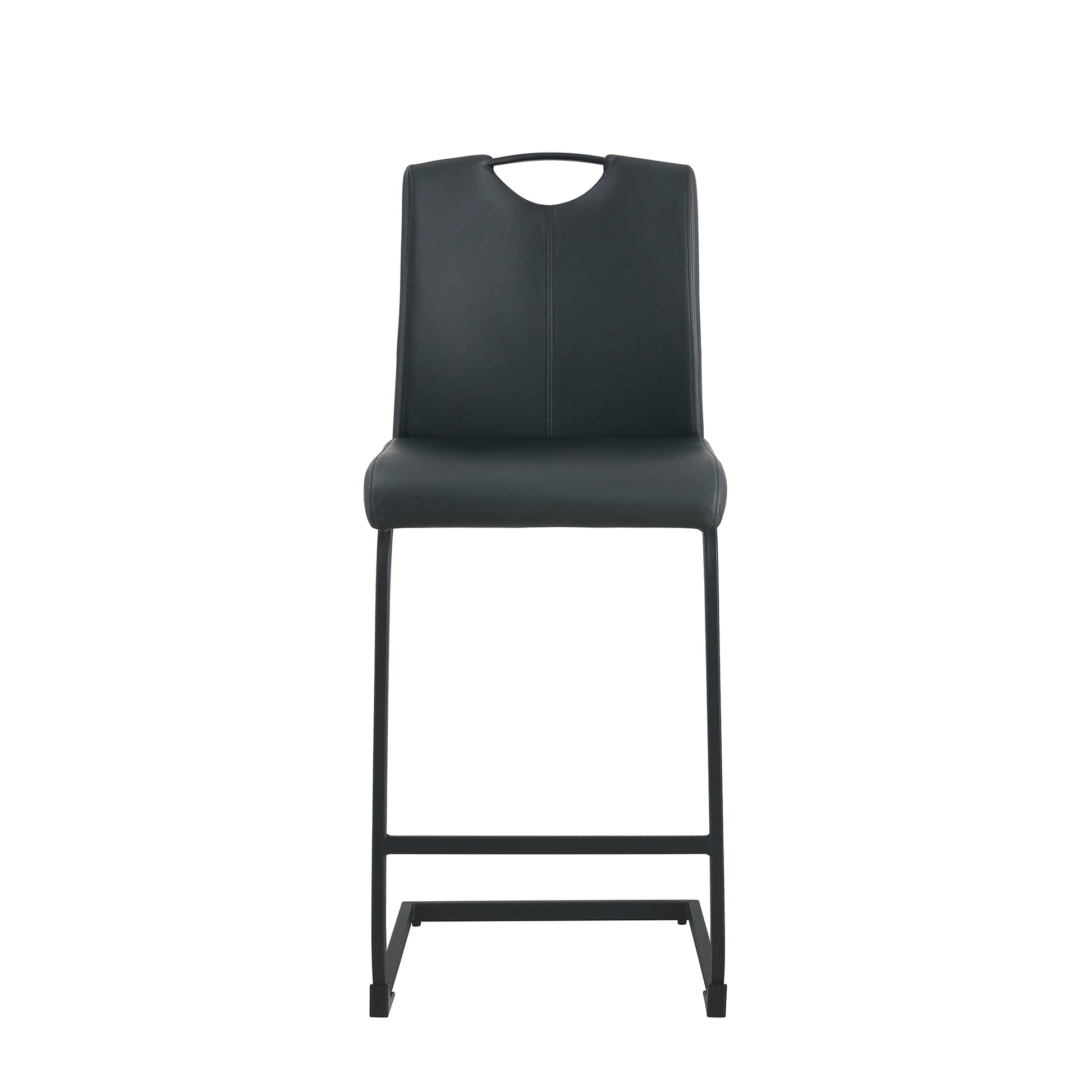 Black Pu Chair Barstool Dining Counter Height Chair Set Of 2 Black Pu