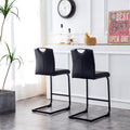 Black Pu Chair Barstool Dining Counter Height Chair Set Of 2 Black Pu