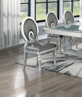 Formal Traditional Dining Room Furniture Chairs Set Of 2 Chairs Dark Gray Hue Accent Silver Side Chair Cutout Back Chair Cushion Seat Silver Dining Room Classic,Traditional Solid Wood
