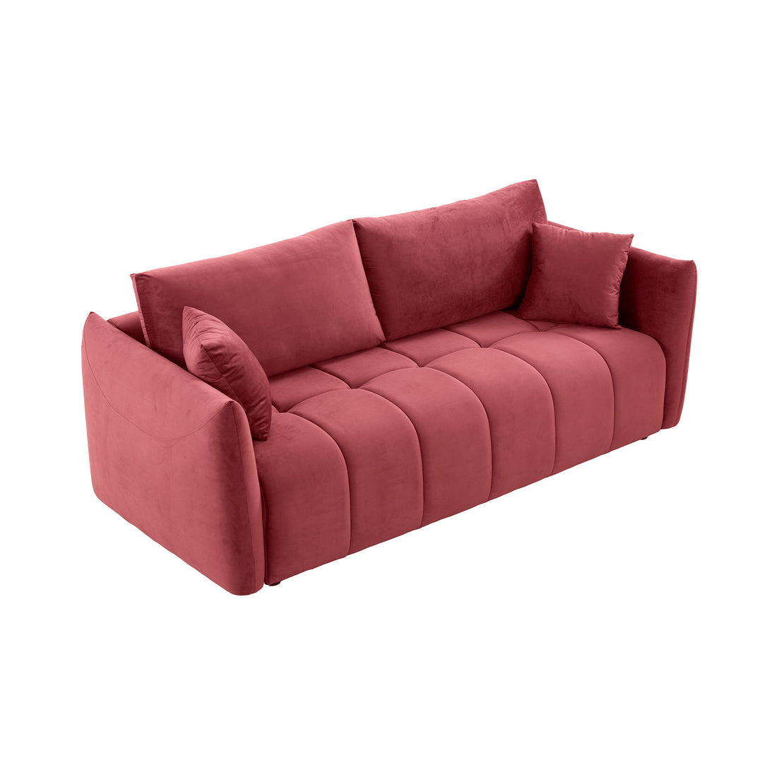Sectional Sofa,3 Seater Sofa With 3 Pillows For Living Room,Velvet For Bedroom, Livingroom Wine Red Red Fabric