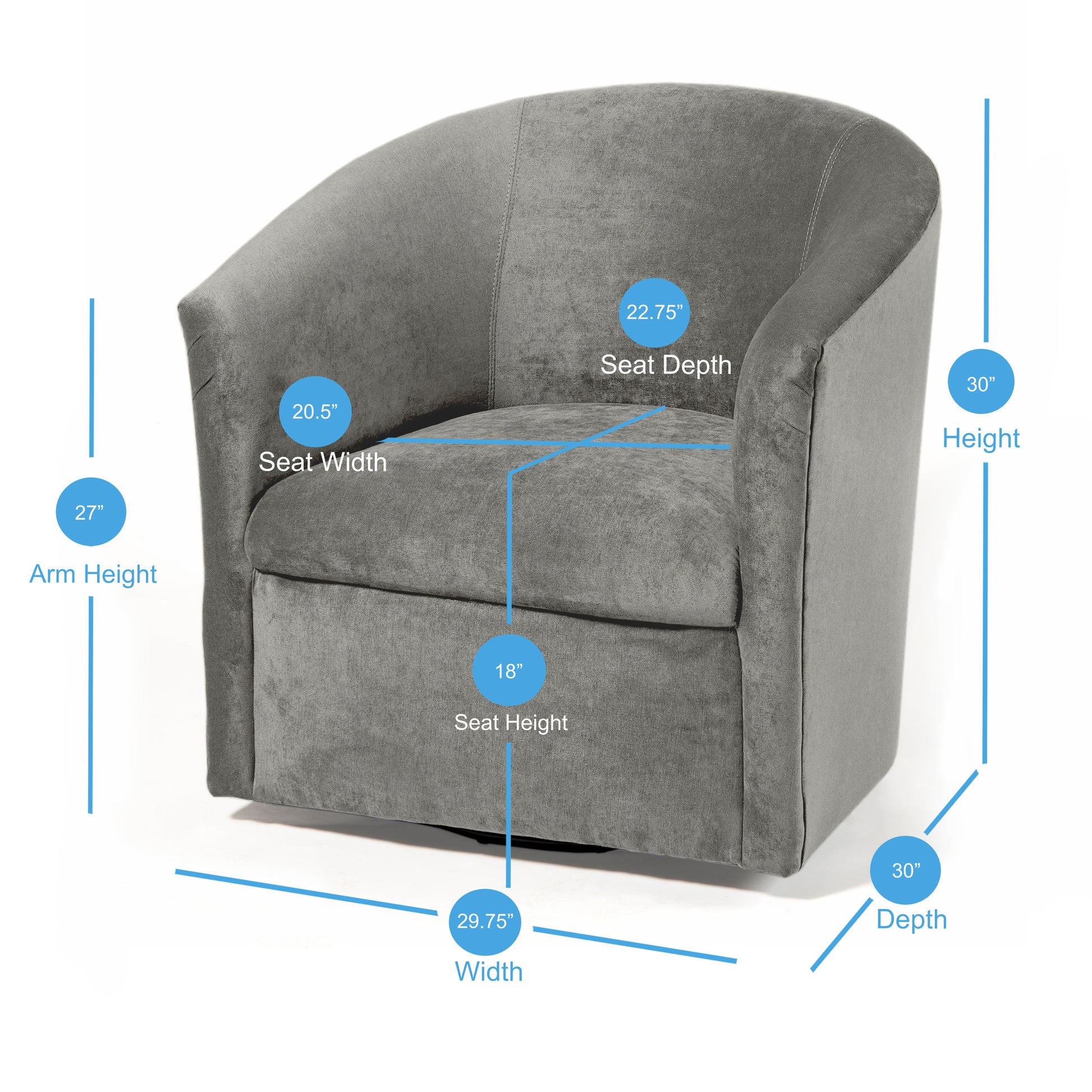 Eden Ash Swivel Chair Grey Foam Polyester