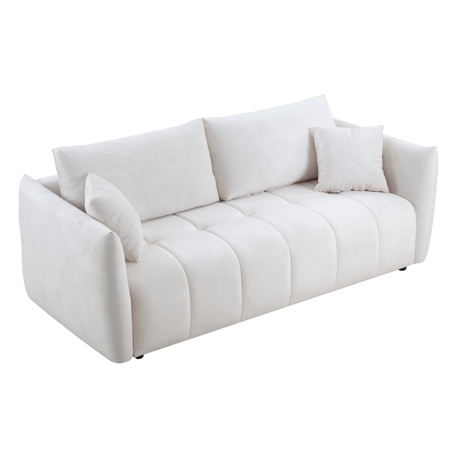 85'' Modern Fabric Sectional Couch Sofa 3 Seater Sofa With 3 Pillows For Living Room, Bedroom, Livingroom Beige Beige Fabric
