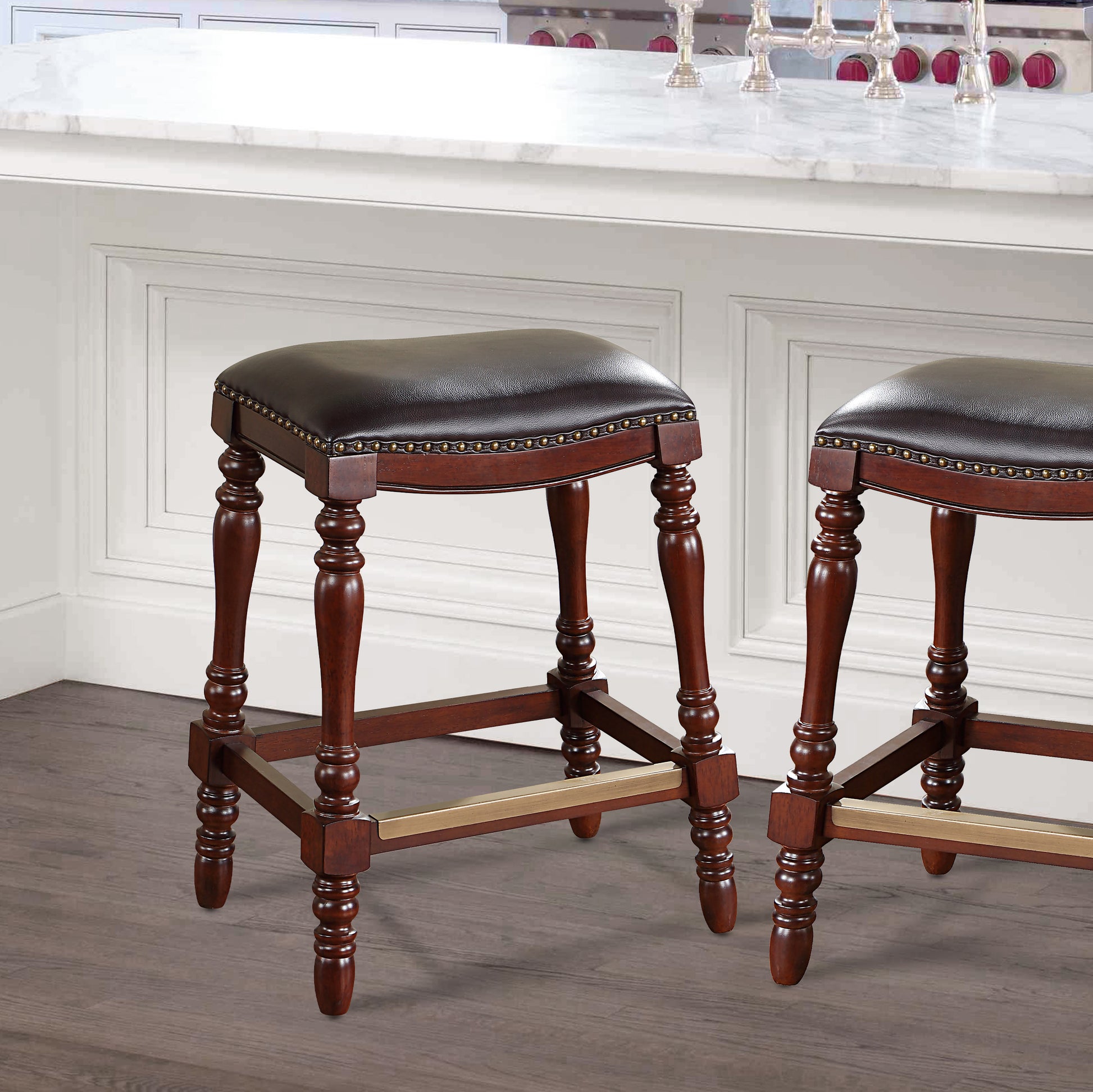 Clinton Saddle Seat Counter Stool Cherry Foam Fabric