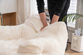 010 Soft Teddy Fabric Tufted Foam Bean Bag Chair With Teddy Fabric Coffee Coffee Soft Modern Foam Teddy