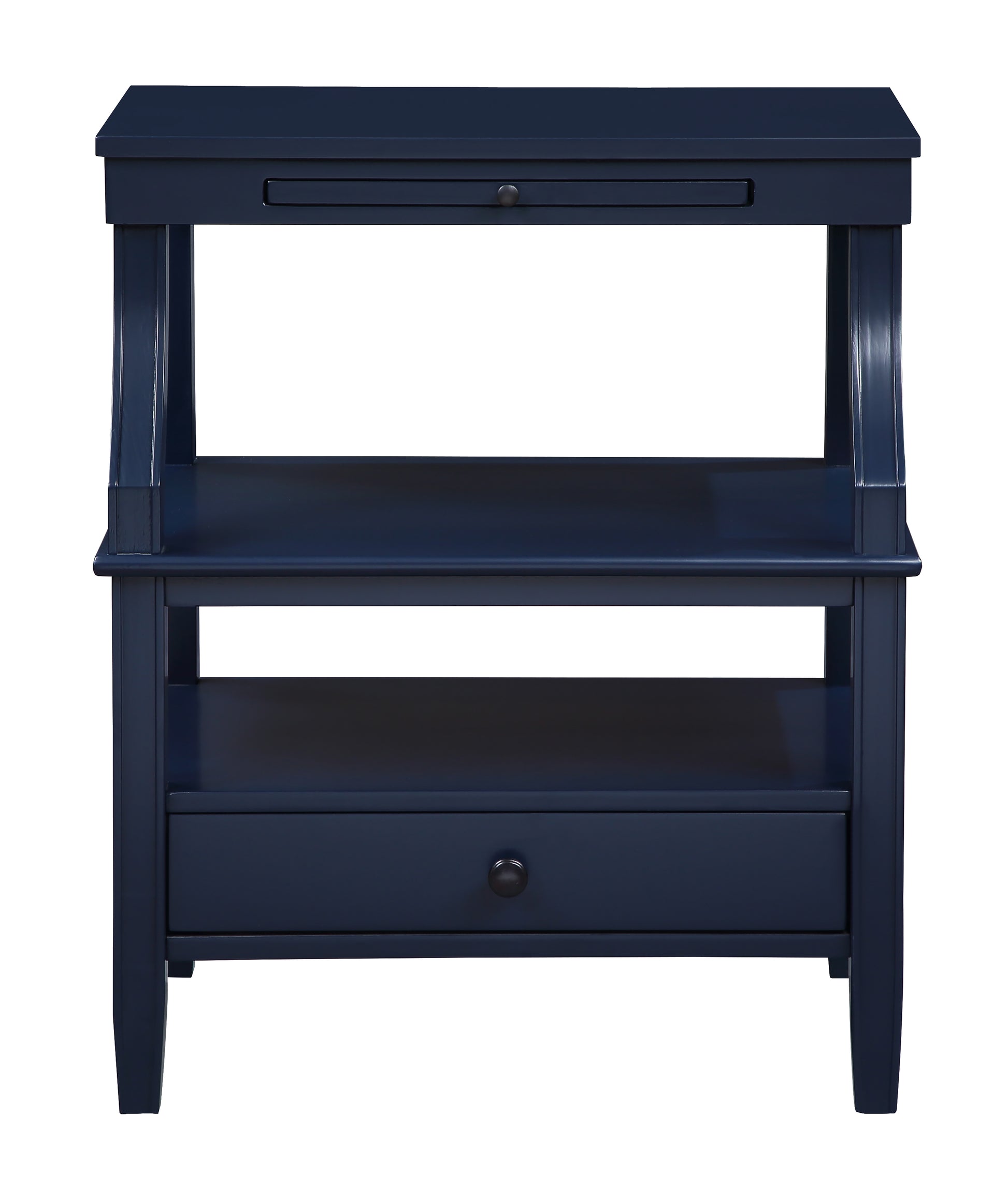 Newland Midnight Blue Storage Nightstand Navy Blue Wood Plywood