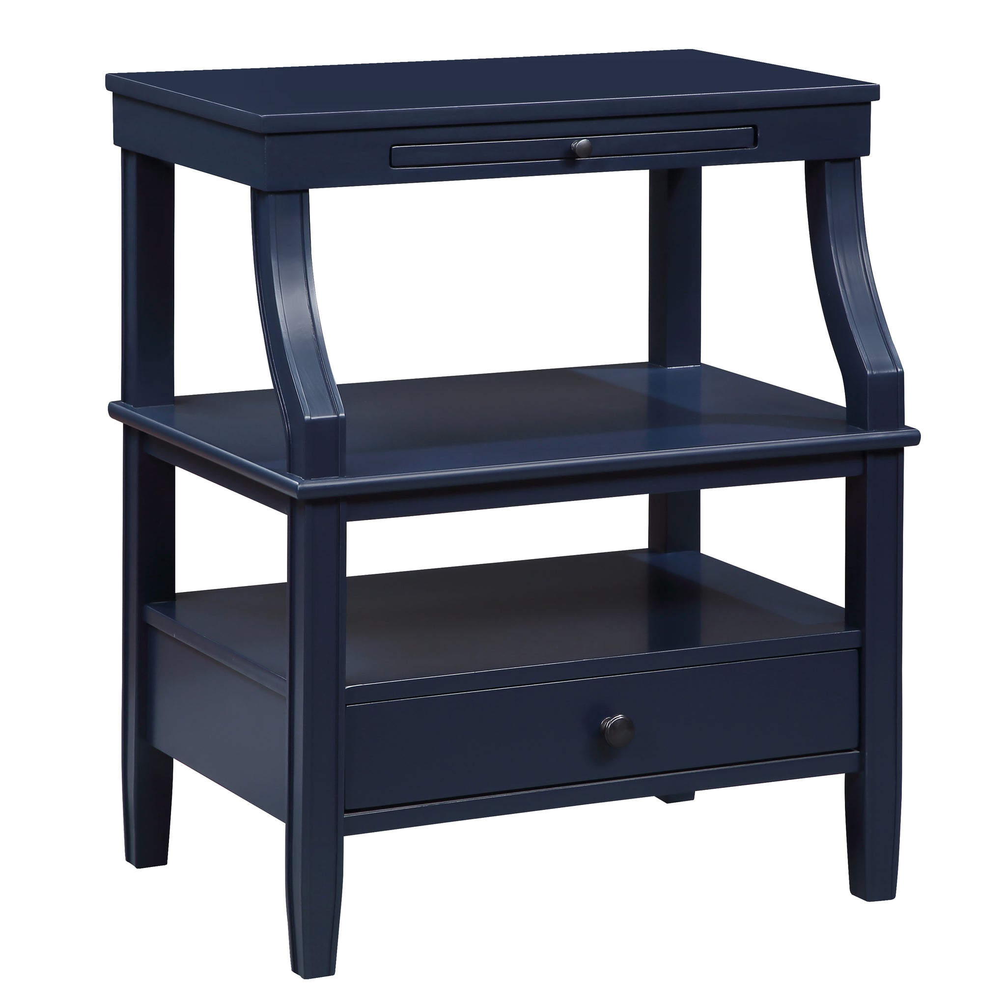 Newland Midnight Blue Storage Nightstand Navy Blue Wood Plywood