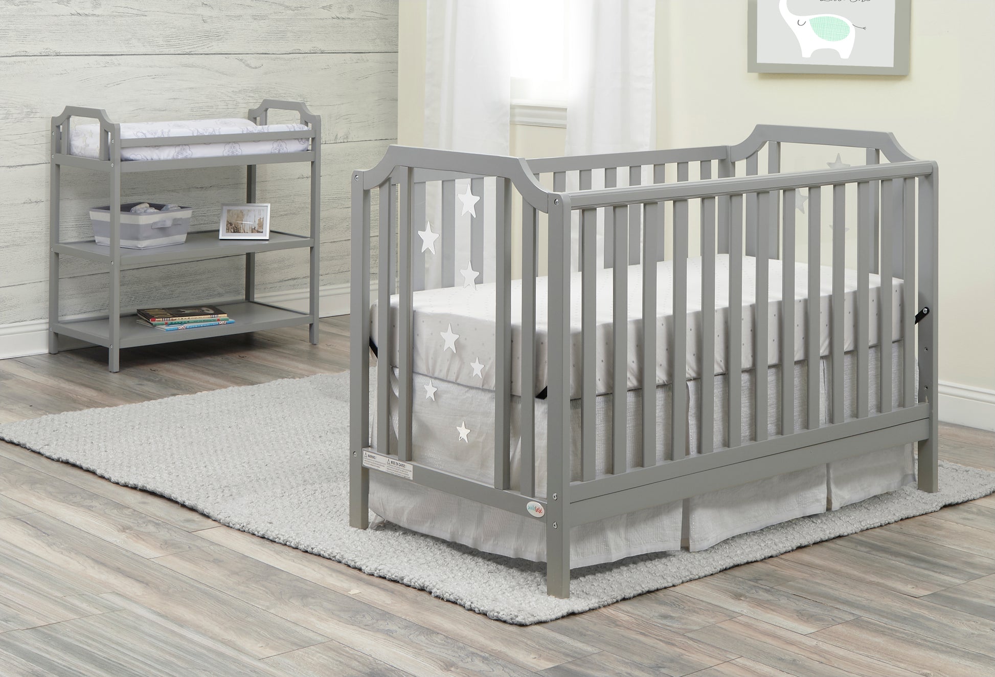 Celeste 3 In 1 Convertible Island Crib Light Gray Light Gray Solid Wood