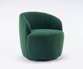 Teddy Fabric Swivel Accent Armchair Barrel Chair With Black Powder Coating Metal Ring,Dark Green Green Foam Upholstered