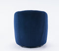Teddy Fabric Swivel Accent Armchair Barrel Chair With Black Powder Coating Metal Ring,Dark Blue Dark Blue Foam Upholstered