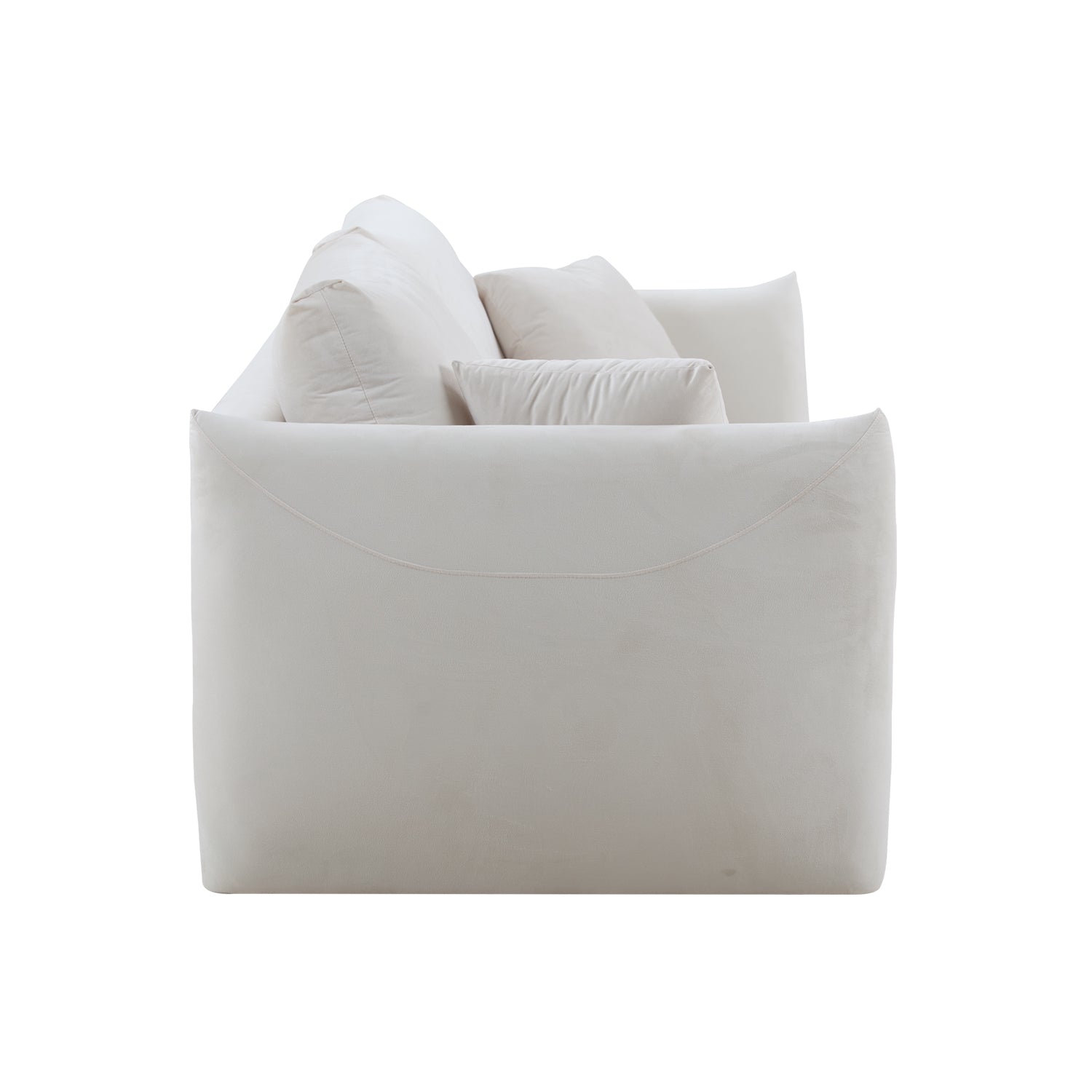 85'' Modern Fabric Sectional Couch Sofa 3 Seater Sofa With 3 Pillows For Living Room, Bedroom, Livingroom Beige Beige Fabric