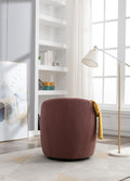 Teddy Fabric Swivel Accent Armchair Barrel Chair With Black Powder Coating Metal Ring,Dark Red Red Foam Upholstered