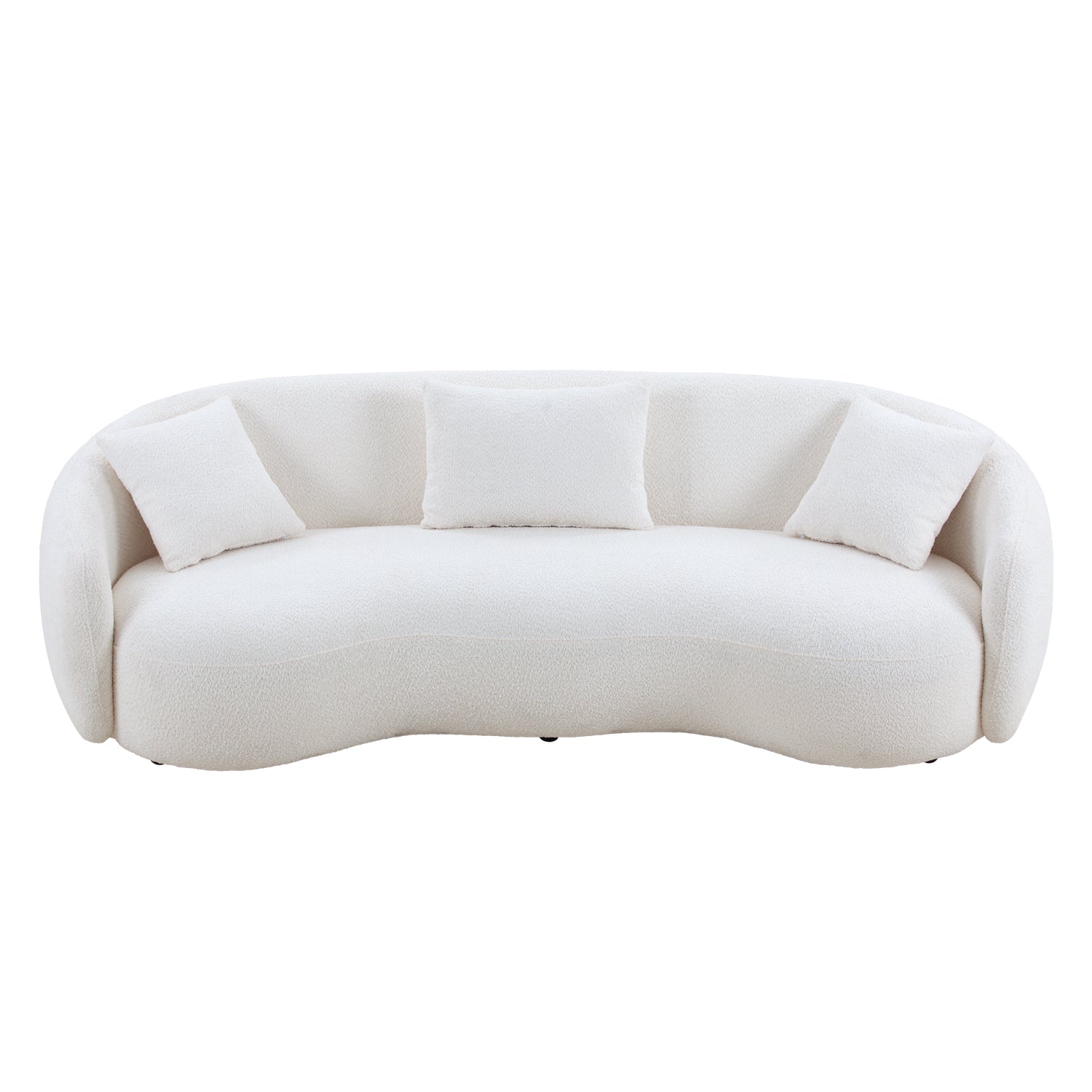 Mid Century Modern Curved Living Room Sofa, 4 Seat Boucle Fabric Couch For Bedroom, Office, Apartment, White White Boucle 3 Seat