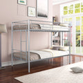 Metal Twin Over Twin Bunk Bed Heavy Duty Sturdy Metal Noise Reduced Design Safety Guardrail 2 Side Ladders Cpc Certified No Box Spring Needed Silver Metal