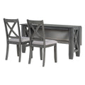 6 Piece Family Dining Room Set Solid Wood Space Saving Foldable Table And 4 Chairs With Bench For Dining Room Gray Gray Solid Wood