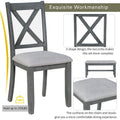 6 Piece Family Dining Room Set Solid Wood Space Saving Foldable Table And 4 Chairs With Bench For Dining Room Gray Gray Solid Wood