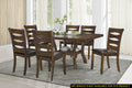 Transitional Dining Room Furniture 7Pc Dining Set Table W Self Storing Leaf And 6X Side Chairs Brown Finish Wooden Furniture Wood Wood Brown Seats 6 Wood Dining Room Self Storing Leaf Extendable Transitional Dining Table With Chair Wood