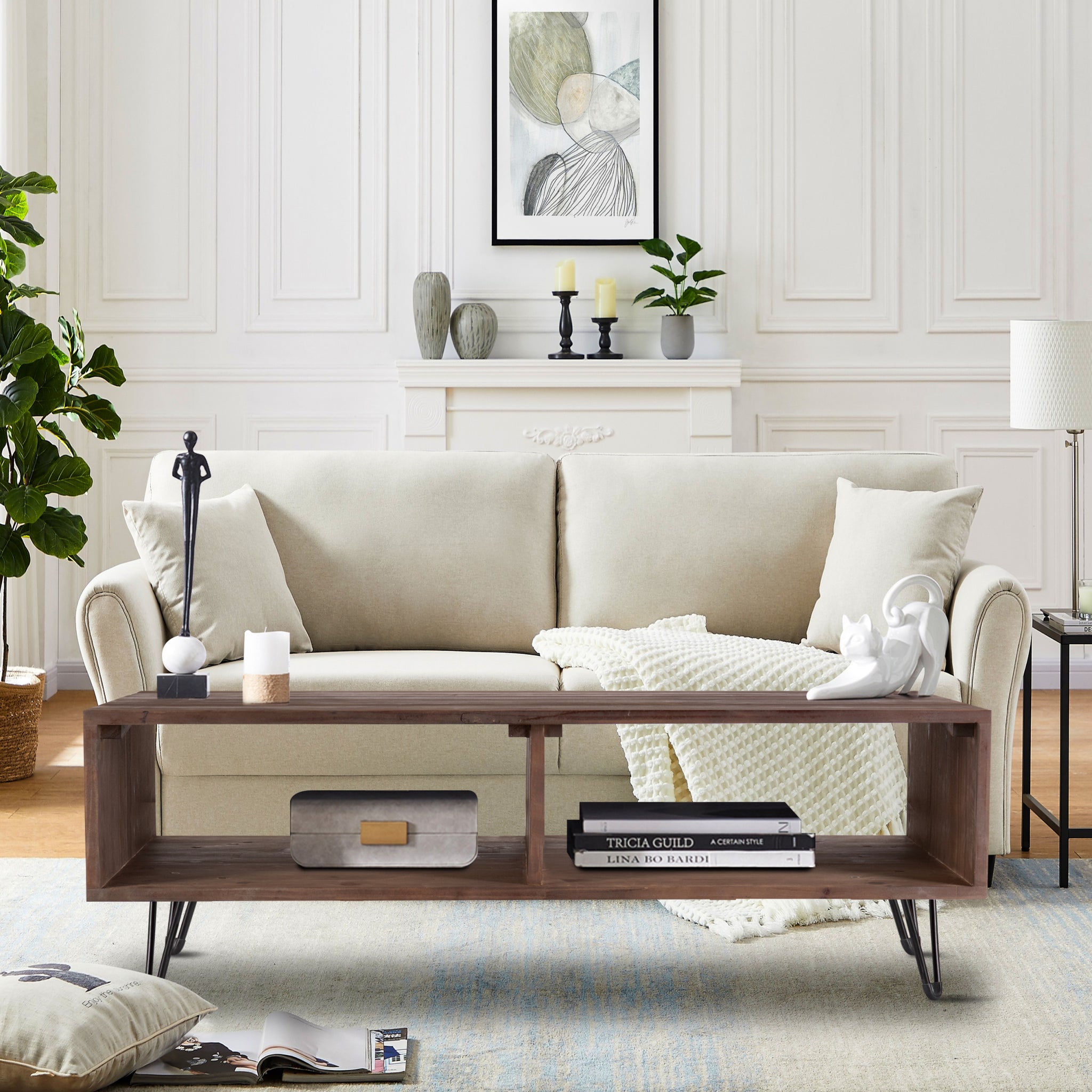 Reclaimed Wood Cocktail Table With Open Storage For Living Room, Metal Legs, Foldable, Black Natural Wood Finish Natural Solid Wood