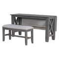 6 Piece Family Dining Room Set Solid Wood Space Saving Foldable Table And 4 Chairs With Bench For Dining Room Gray Gray Solid Wood
