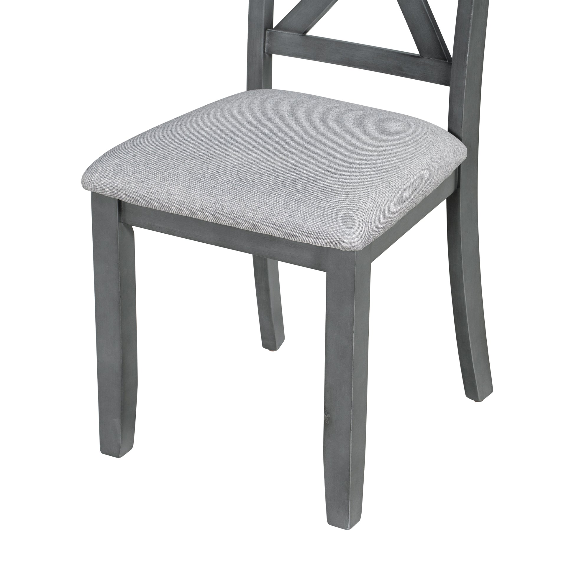 6 Piece Family Dining Room Set Solid Wood Space Saving Foldable Table And 4 Chairs With Bench For Dining Room Gray Gray Solid Wood