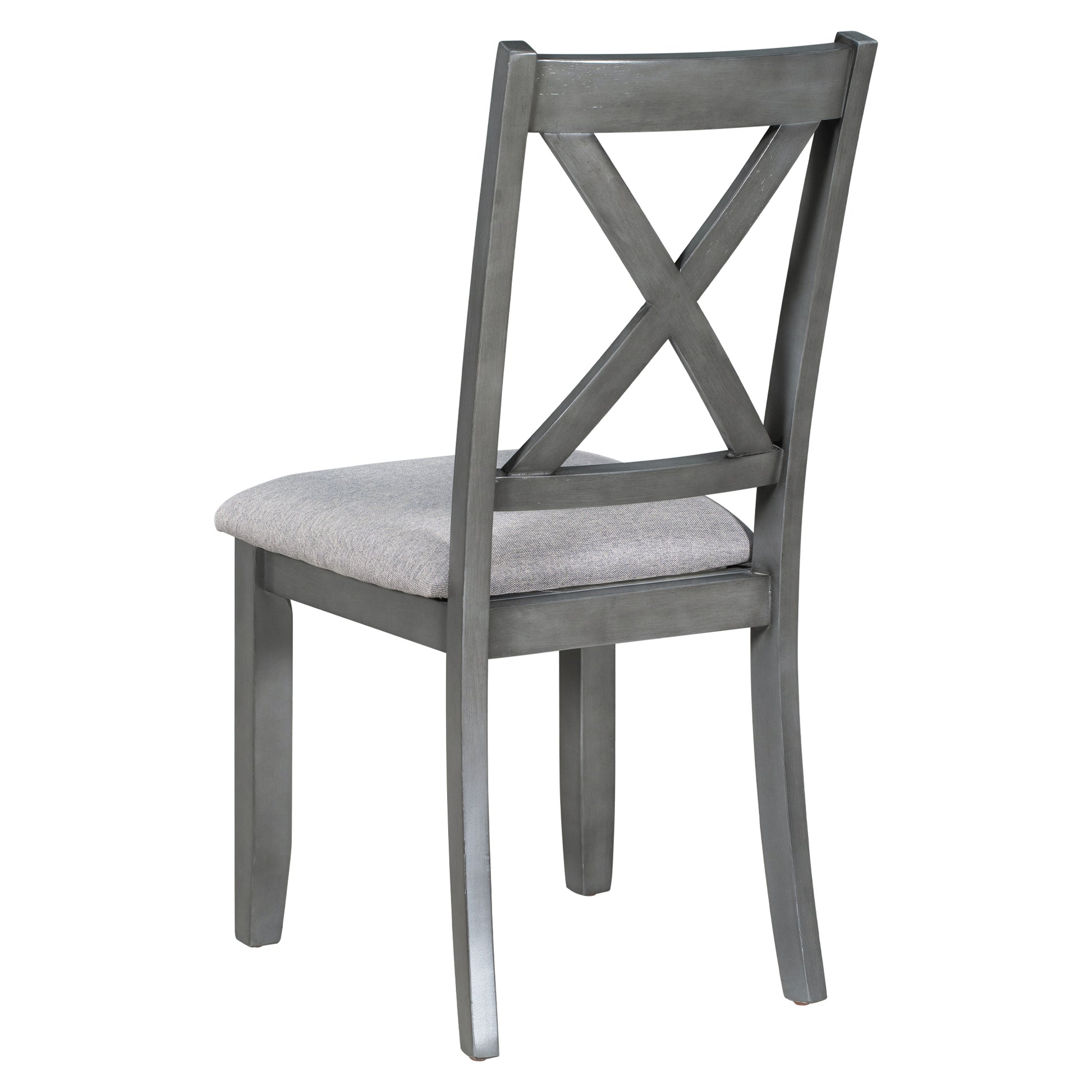 6 Piece Family Dining Room Set Solid Wood Space Saving Foldable Table And 4 Chairs With Bench For Dining Room Gray Gray Solid Wood