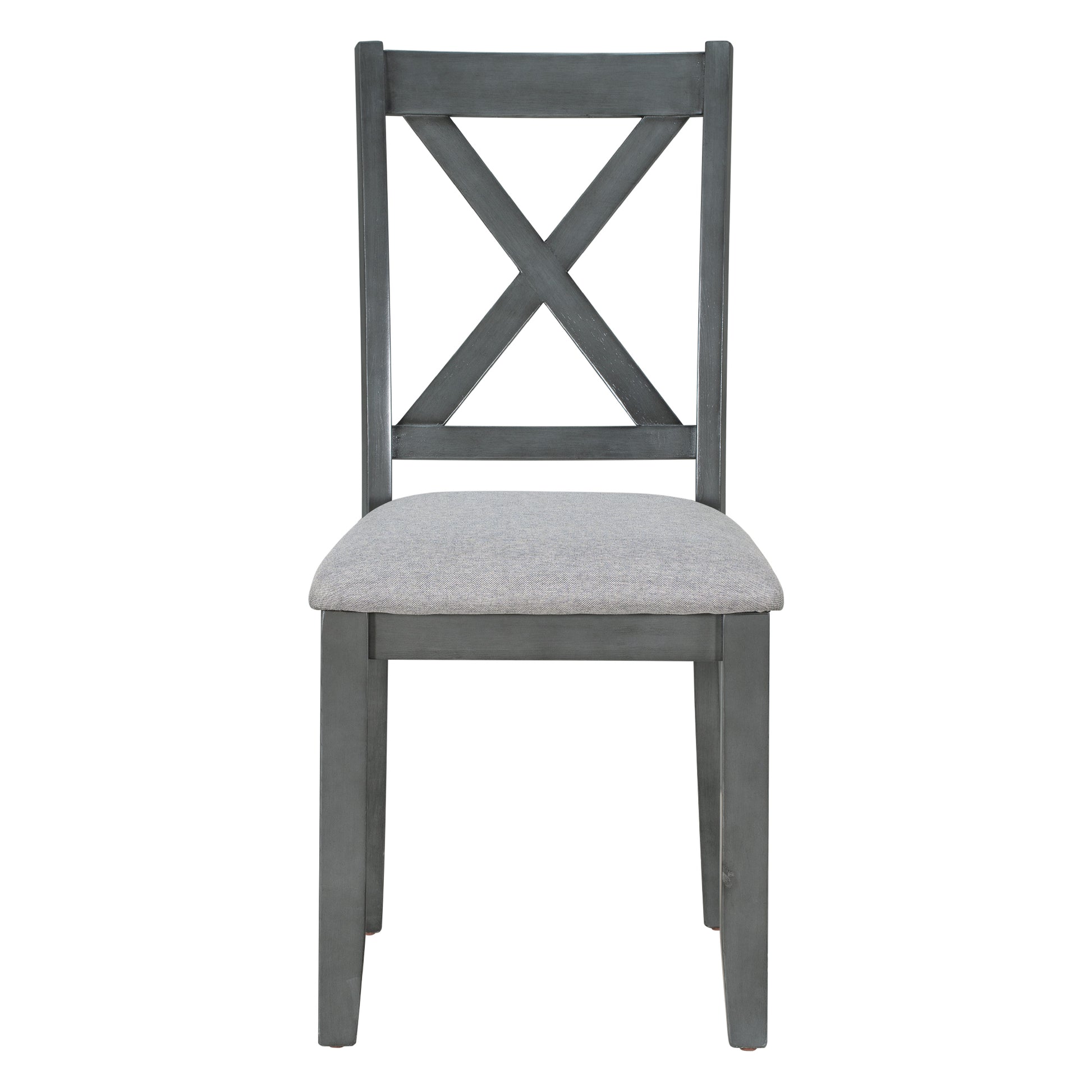 6 Piece Family Dining Room Set Solid Wood Space Saving Foldable Table And 4 Chairs With Bench For Dining Room Gray Gray Solid Wood
