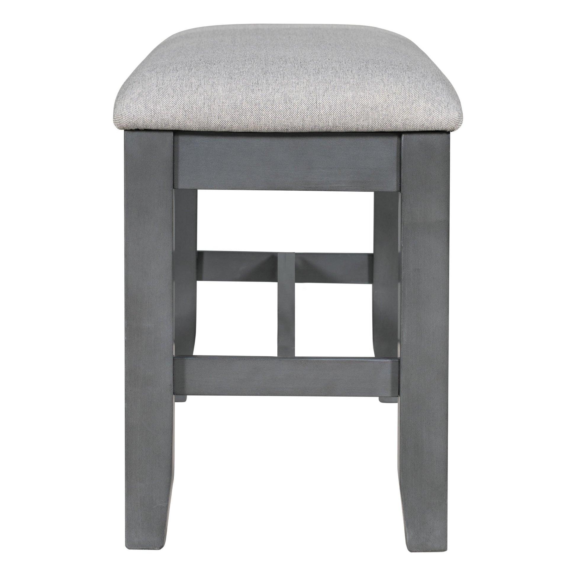 6 Piece Family Dining Room Set Solid Wood Space Saving Foldable Table And 4 Chairs With Bench For Dining Room Gray Gray Solid Wood