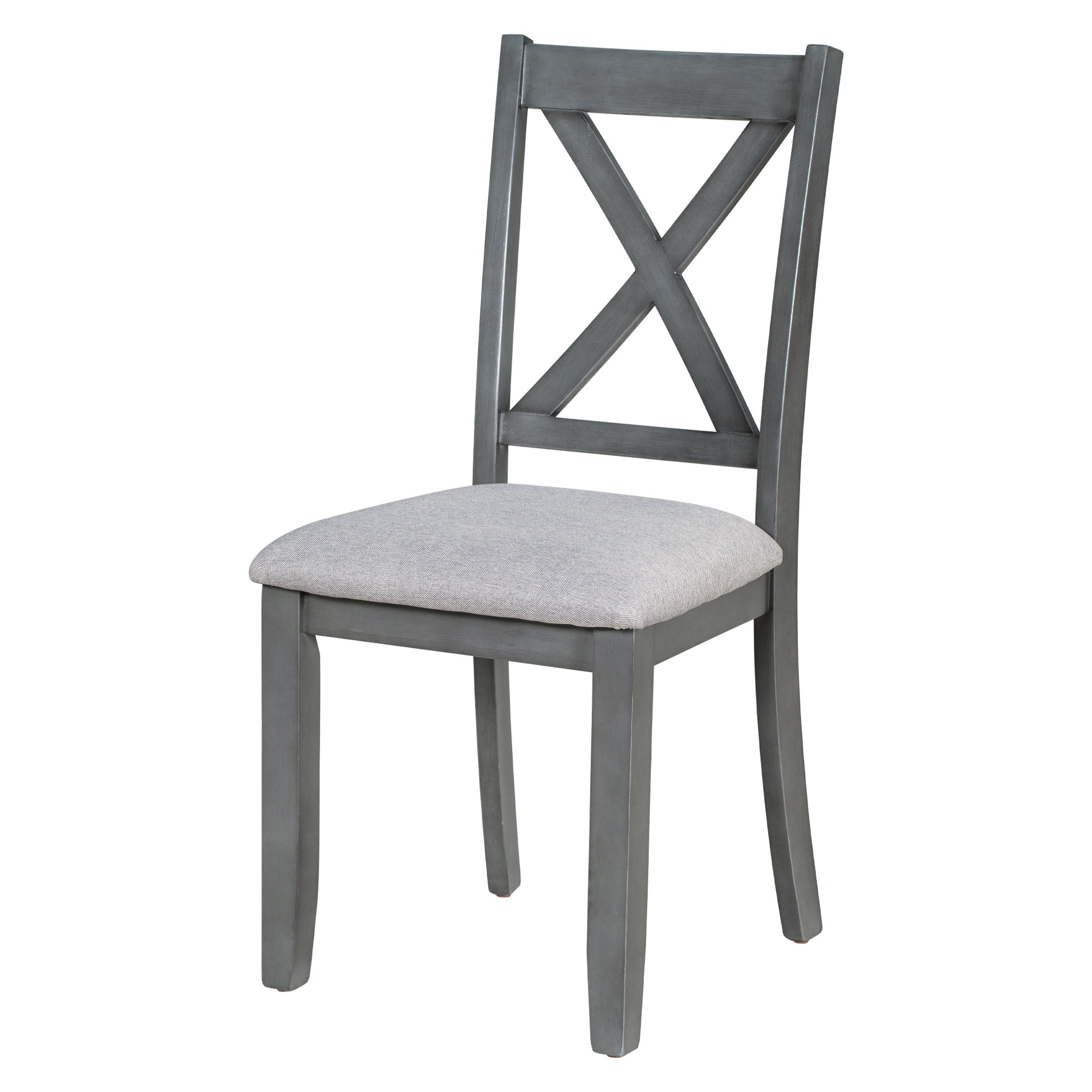 6 Piece Family Dining Room Set Solid Wood Space Saving Foldable Table And 4 Chairs With Bench For Dining Room Gray Gray Solid Wood