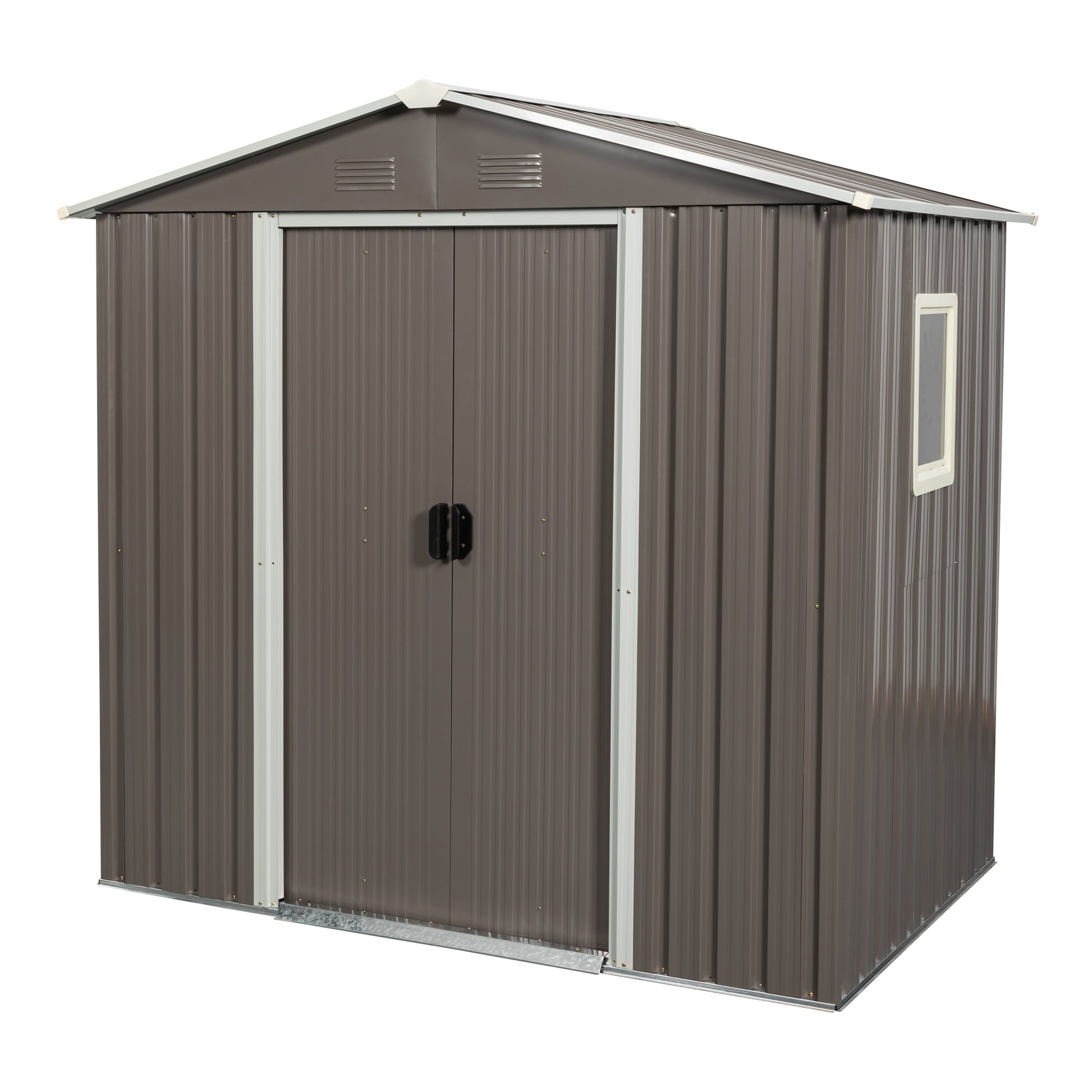 6Ft X 5Ft Outdoor Metal Storage Shed Gray With Window Gray Iron