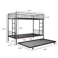 Metal Twin Over Twin Bunk Bed With Trundle Can Be Separated Into 2 Twin Beds Heavy Duty Sturdy Metal Noise Reduced Safety Guardrail Trundle For Flexible Space Bunk Bed For Three Cpc Certified Black Metal