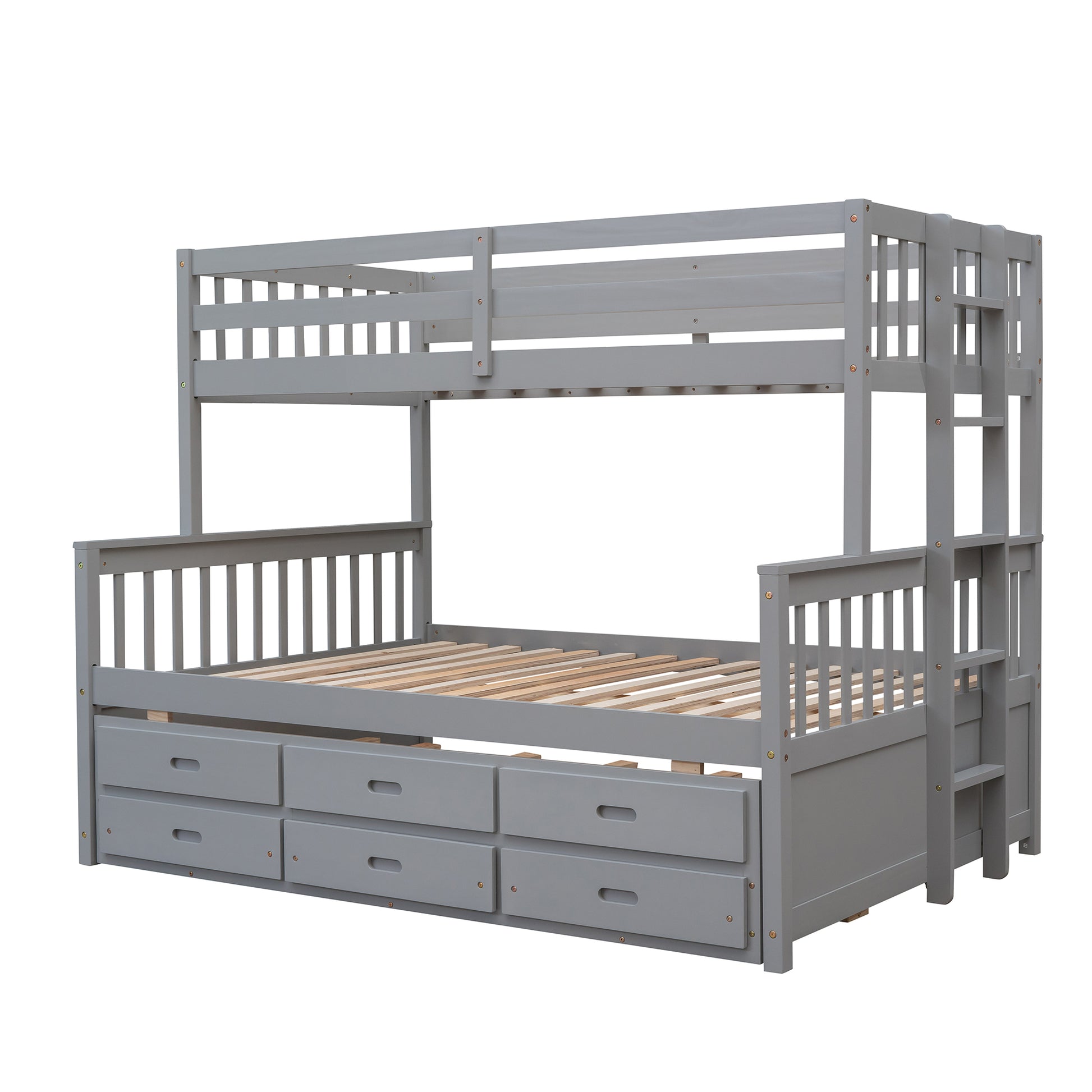 Twin Over Full Bunk Bed With Twin Size Trundleseparable Bunk Bed With Drawers For Bedroom Gray Gray Solid Wood