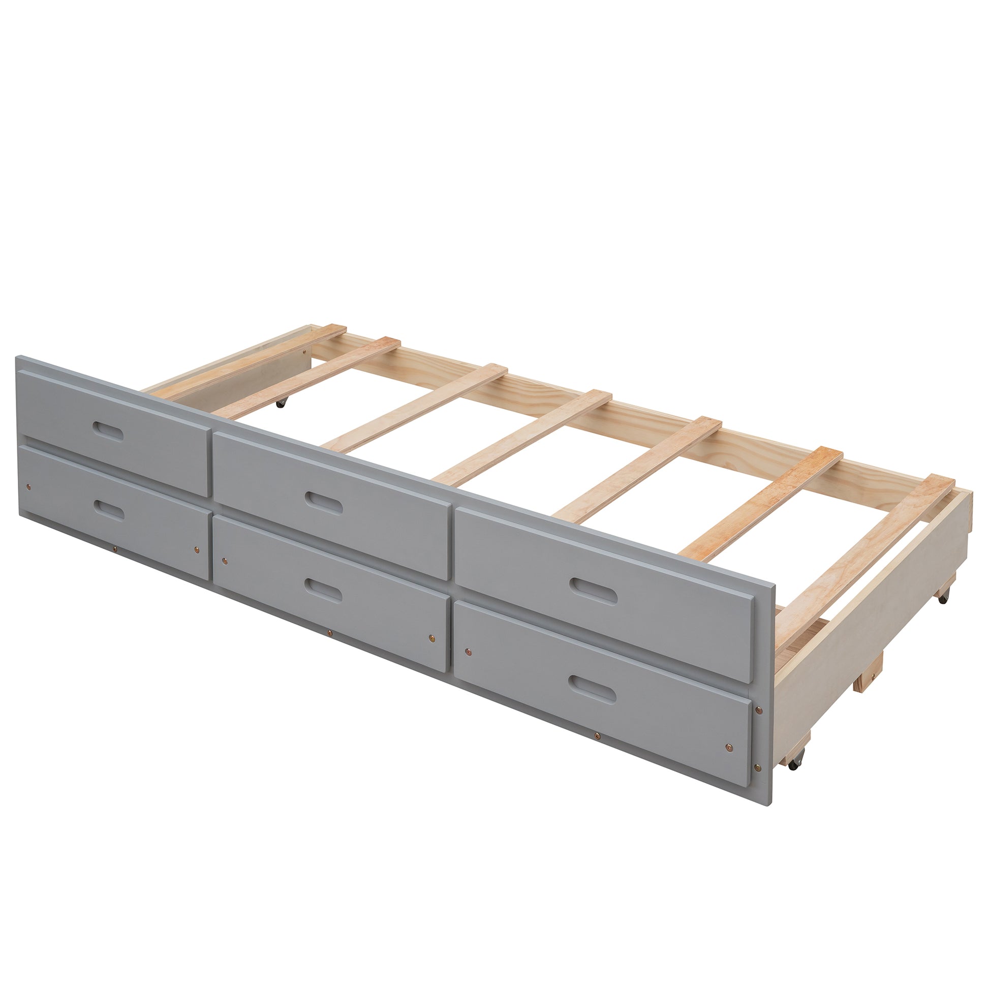 Twin Over Full Bunk Bed With Twin Size Trundleseparable Bunk Bed With Drawers For Bedroom Gray Gray Solid Wood