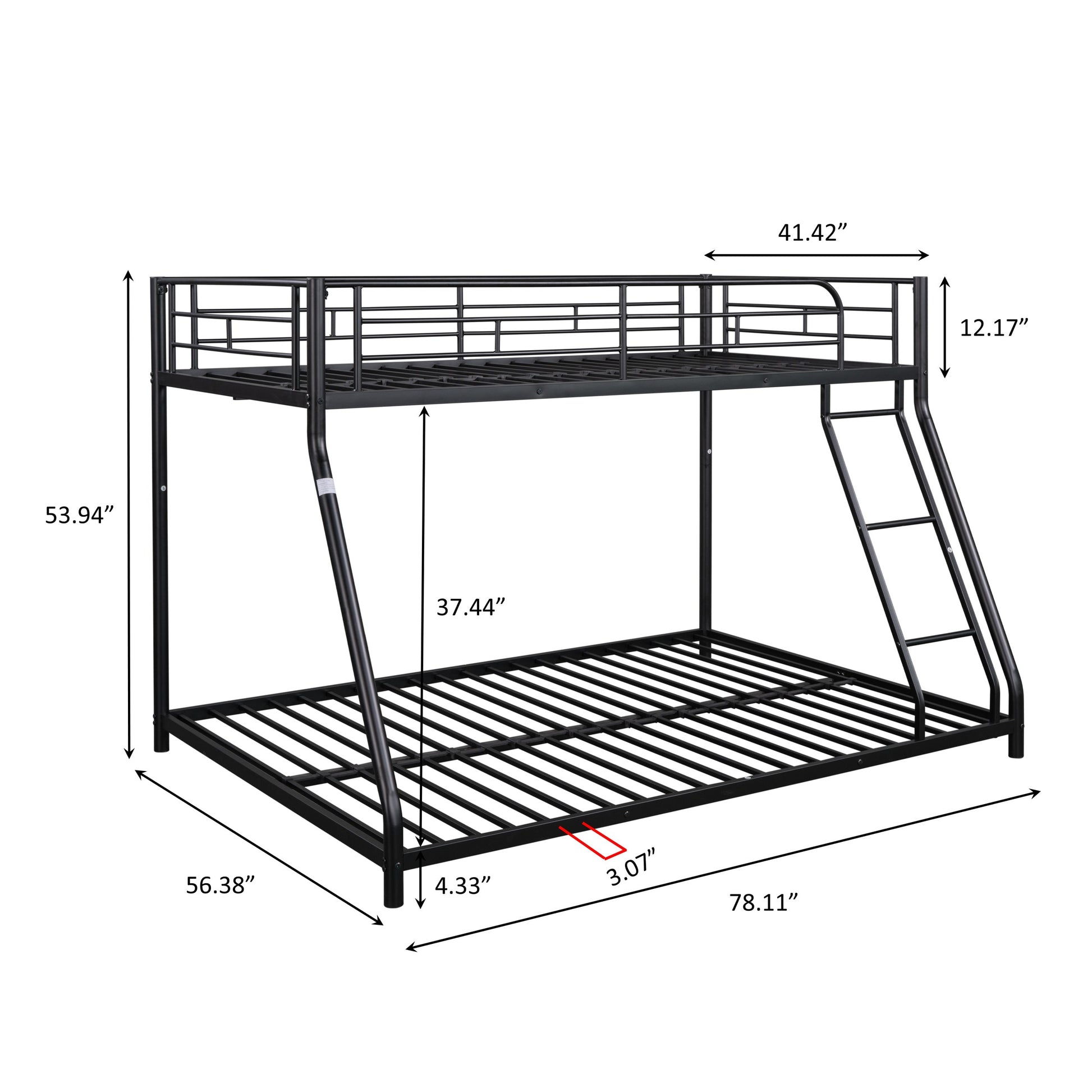 Metal Twin Over Full Bunk Bed Heavy Duty Sturdy Metal Noise Reduced Safety Guardrail Cpc Certified No Box Spring Needed Black Metal