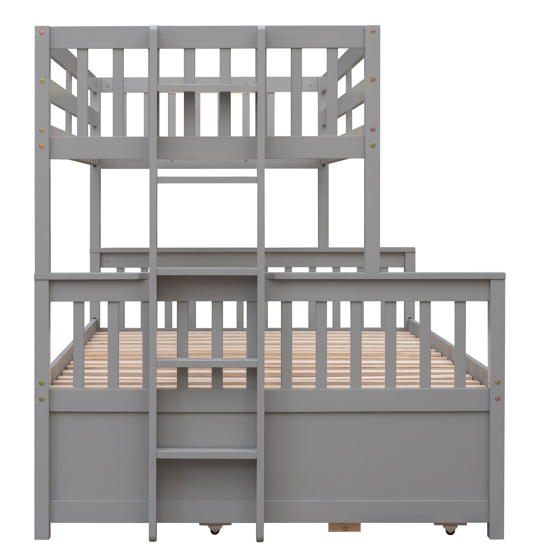 Twin Over Full Bunk Bed With Twin Size Trundleseparable Bunk Bed With Drawers For Bedroom Gray Gray Solid Wood