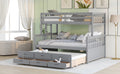 Twin Over Full Bunk Bed With Twin Size Trundleseparable Bunk Bed With Drawers For Bedroom Gray Gray Solid Wood